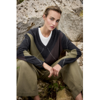 JC SOPHIE - Philippa Sweater - Grey/Cognac Argyle