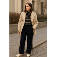 DANTE 6 - Eason Embellished Check Cropped Shirt | Nocturnal Blue 