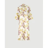 Hartford Rune Palm Print Dress  - Gold&Brown