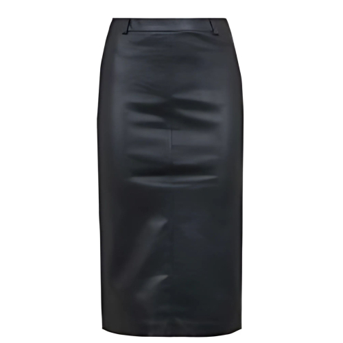 EST' SEVEN  -  Leather Skirt Pencil  |  Black