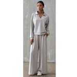 ICONIQUE - Open-collar Luxury sweatshirt - Cream