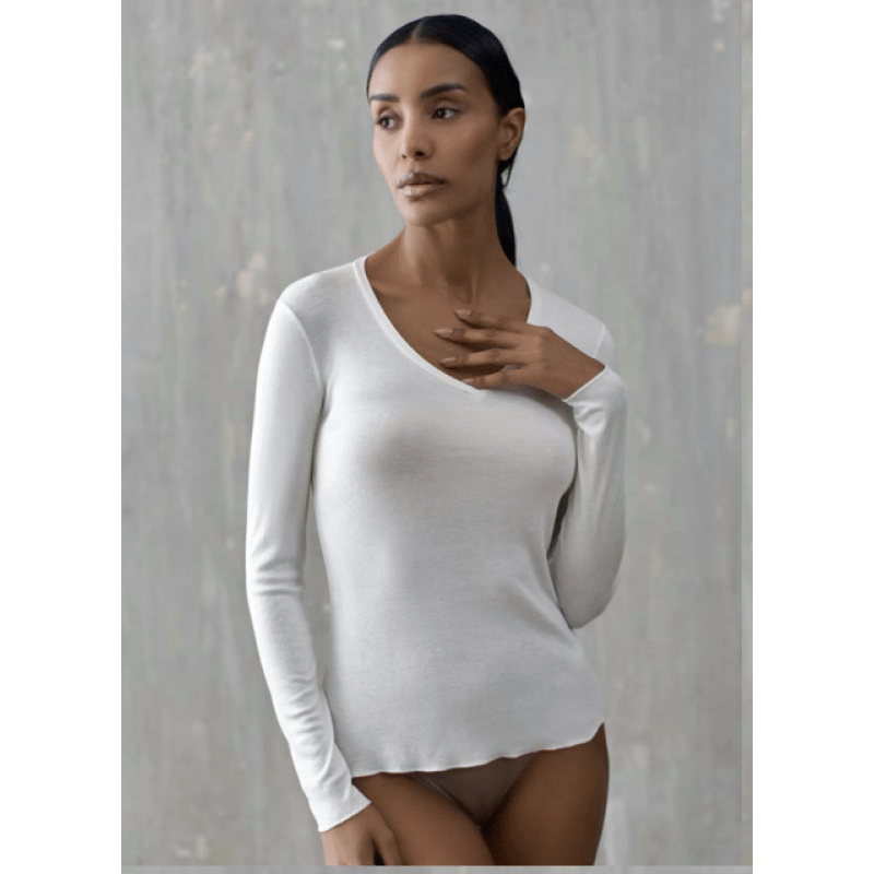 ICONIQUE - PureSkin Cashmere-blend V-neck Knit Top - Ivory