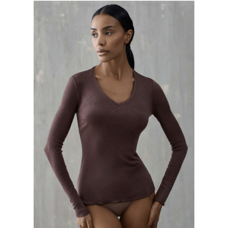 ICONIQUE - PureSkin Cashmere-blend V-neck Knit Top - Brown