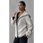 ICONIQUE - Artisan Knit Cardigan with Contrast Stitching – Cream