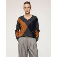 JC SOPHIE - Philippa Sweater - Grey/Cognac Argyle